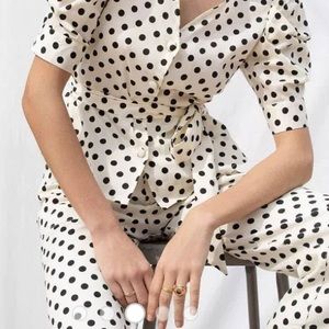 WHO WHAT WEAR Cropped Polka Dot Pants size 14